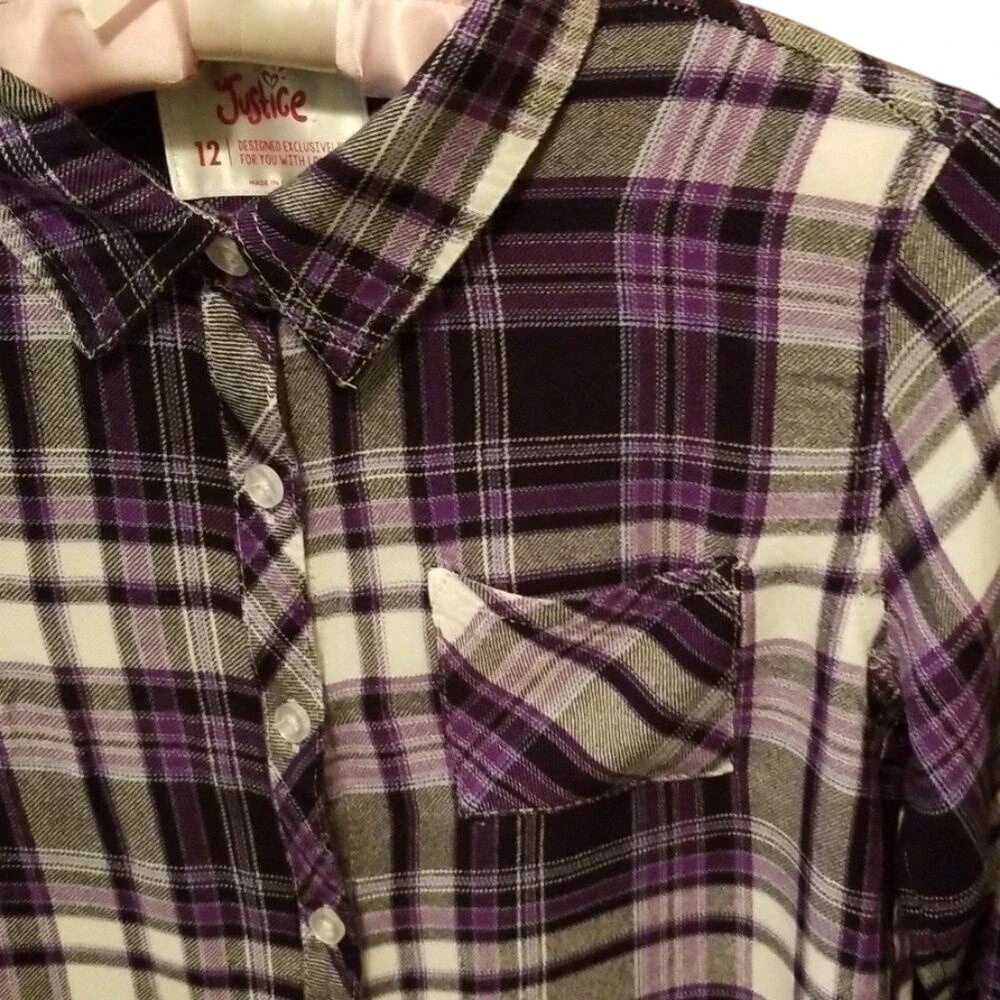 Justice Girl's Purple & Black‎ Top - Picture 2 of 6
